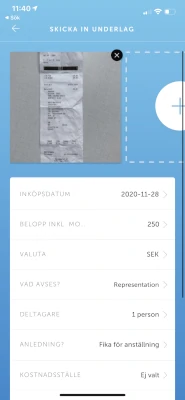 Bild över hur det ser ut att skicka in kvitton i bokföringsprogrammet Wint
