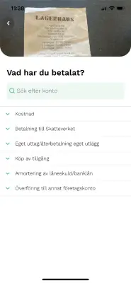 Bild över hur det ser ut att skicka in kvitton i bokföringsprogrammet Wrebit