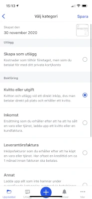 Bild över hur det ser ut att skicka in kvitton i bokföringsprogrammet Bokio