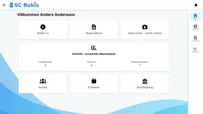 Så här ser startsidan ut i bokföringsprogrammet SC Bokis