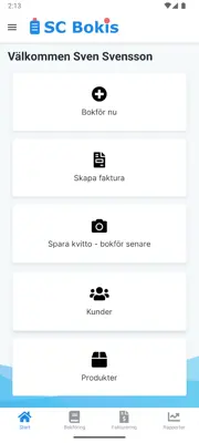 Så här ser startsidan ut i bokföringsprogrammet SC Bokis
