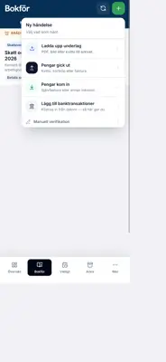 Bild över hur det ser ut att skicka in kvitton i bokföringsprogrammet Saldy