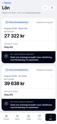 Bild över hur du hanterar löner i bokföringsprogrammet Saldy